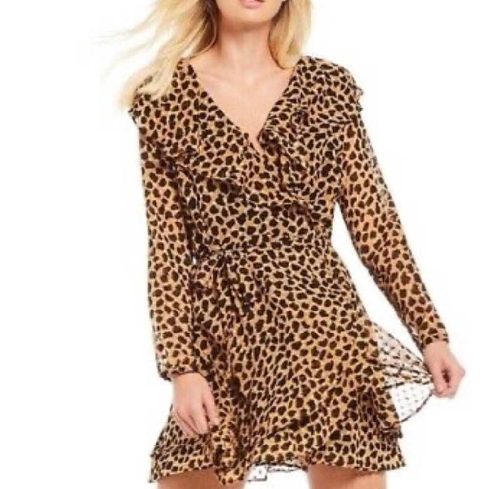 Free People leopard print wrap dress